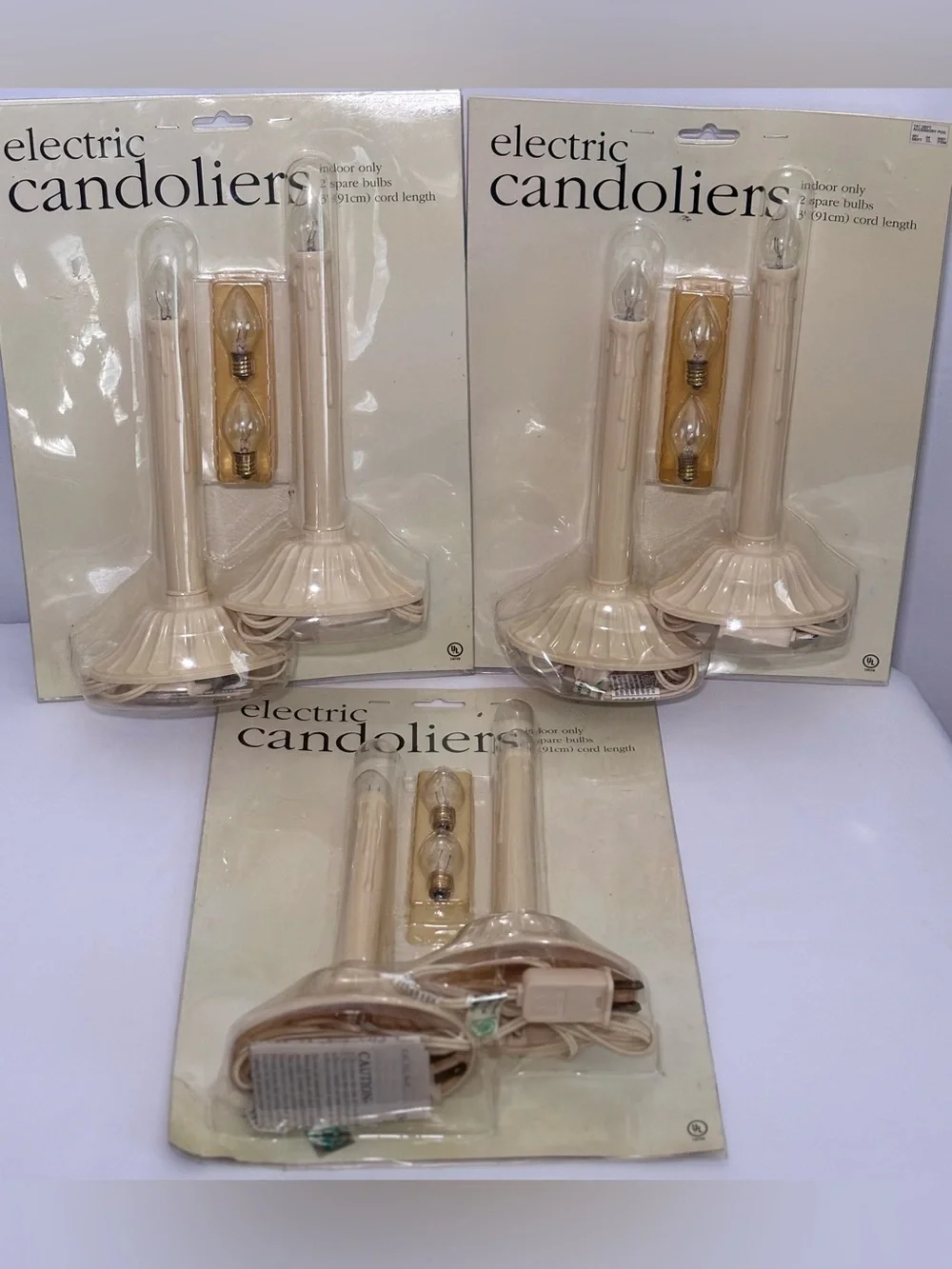 Vintage Electric Light Candoliers with Wax Drip Design and Spare Bulbs